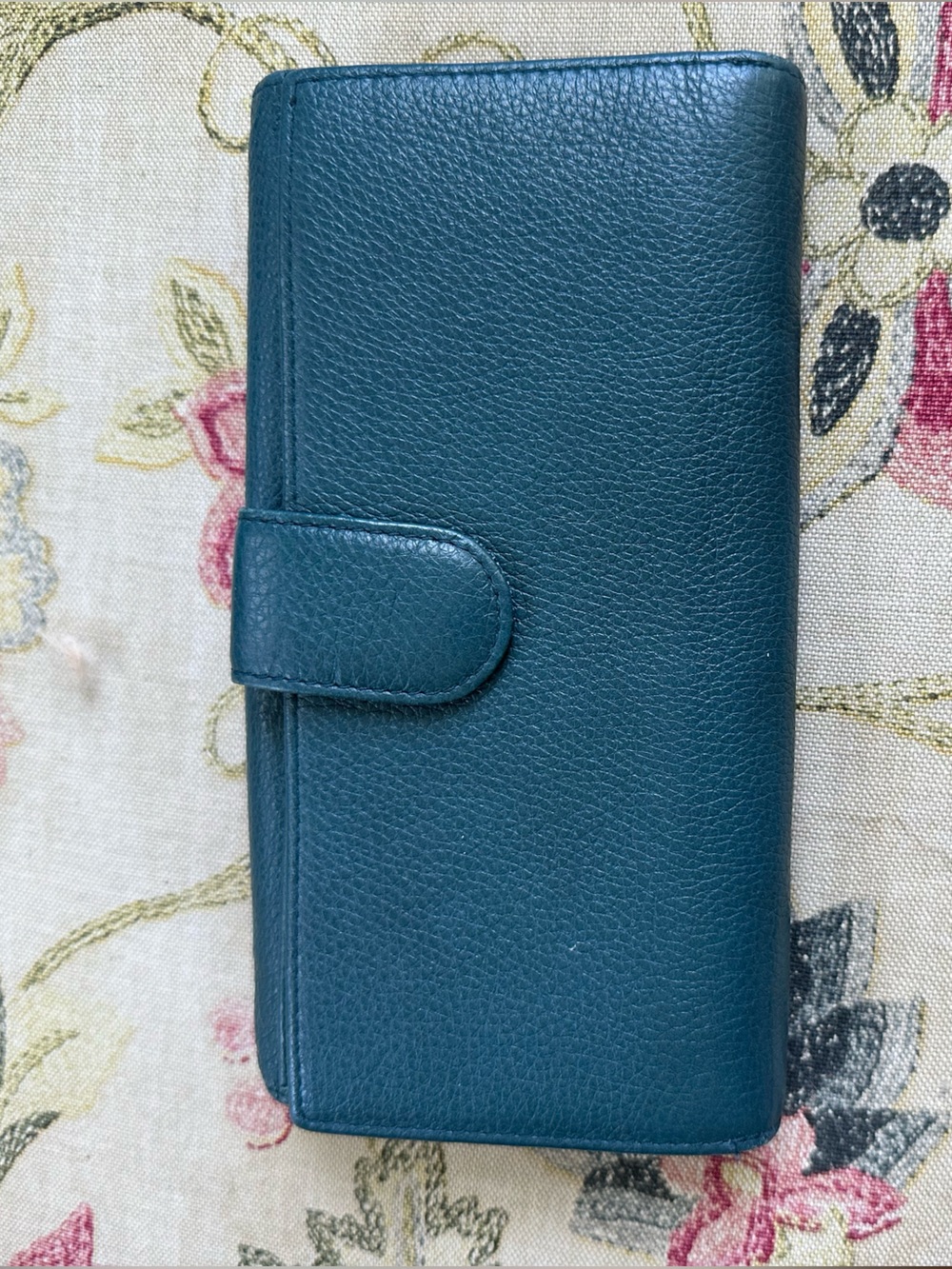 Furla Teal Pebbled Leather Snap Wallet